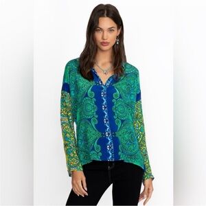 Johnny Was Blue and Green Blouse